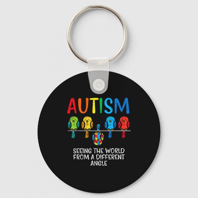 Seeing World From Different Angle Autism Awareness Key Ring (Front)