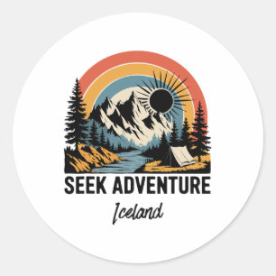 Seek Adventure Outdoor Iceland Vacation Classic Round Sticker