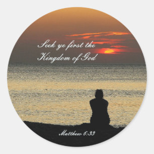 Seek First Kingdom of God, Matthew 6:33 Ocean Classic Round Sticker