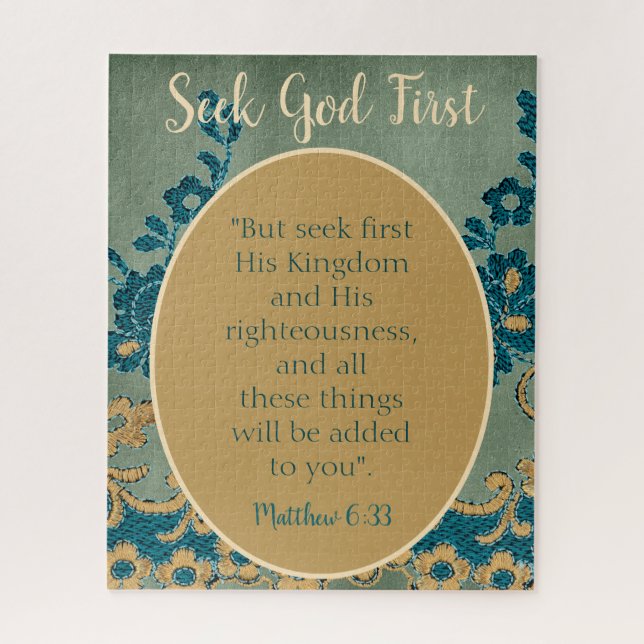 Seek God First Floral Background Jigsaw Puzzle (Vertical)