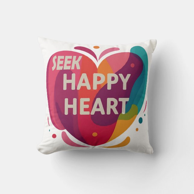 Seek Happy Heart Cushion (Front)