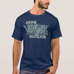 Seek Jesus with Jesus Over Crown of Thorns T-Shirt