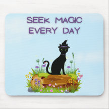 Seek Magic Every Day Witch Cat Mousepad