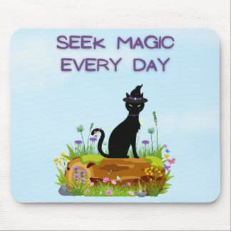 Seek Magic Every Day Witch Cat Mousepad