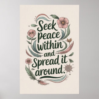 Seek Peace Within and Spread It Around Design Poster