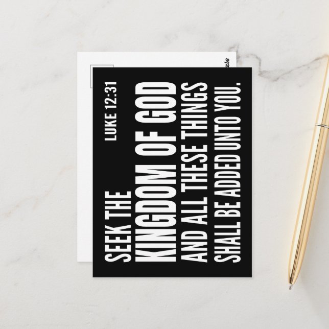 Seek The Kingdom Of God And All These Things Shall Postcard (Front/Back In Situ)