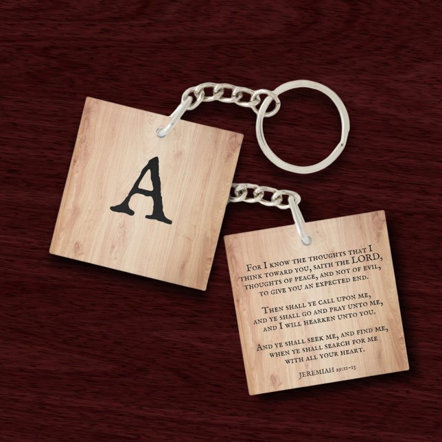 Seek The Lord Jeremiah Verse Christian Monogram Key Ring (Creator Uploaded)