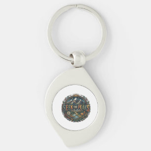 Seek the Peaks – Adventure Mountain Hiking Graphic Key Ring