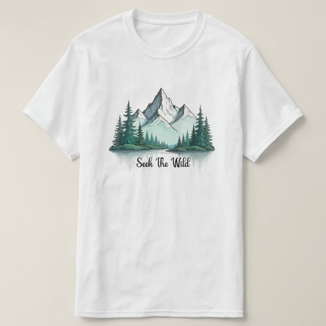 Seek The Wild" Mountain Landscape T-Shirt |  (Design Front)