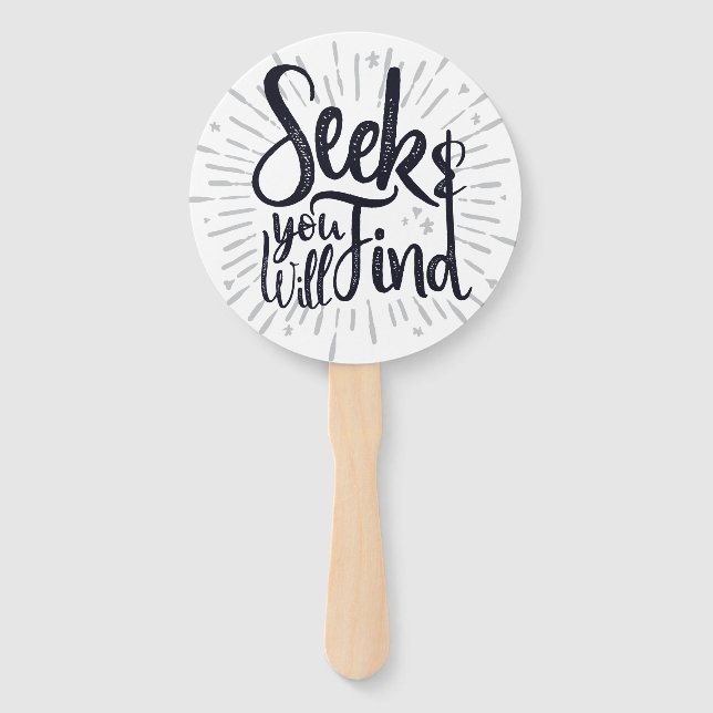 Seek & You Will Find Gospel Sayings Scripture Art Hand Fan (Front)