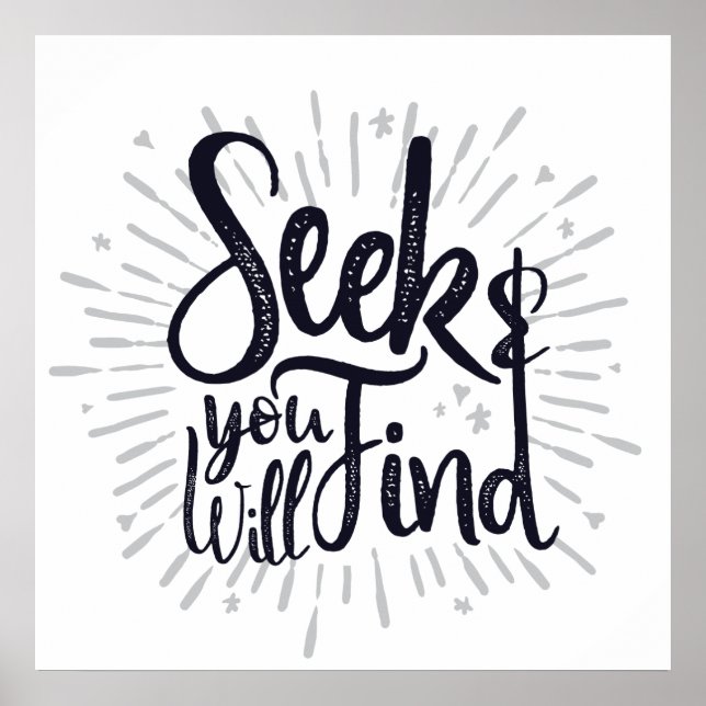 Seek & You Will Find Gospel Sayings Scripture Art Poster (Front)