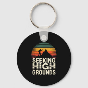 Seeking high grounds retro sunset mountaineer men key ring