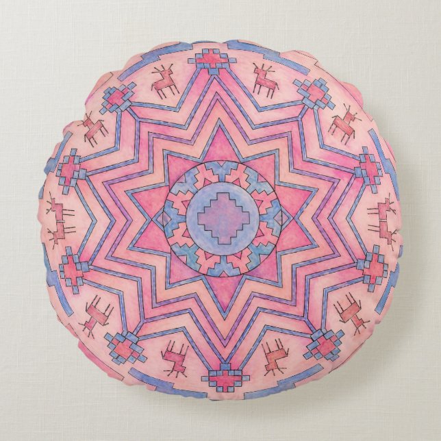 Seelenkreis Ethno Mandala Runde Kissen Round Cushion (Front)