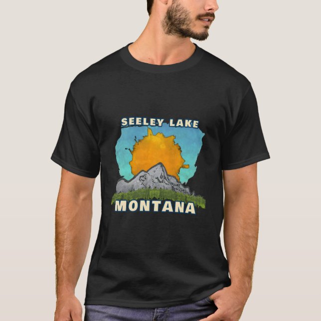 Seeley Lake Montana Mountain Sun Scenery T-Shirt (Front)