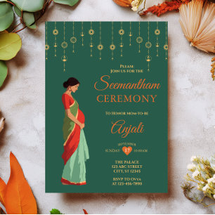 Seemantham Ceremony Traditional Indian Baby Shower Invitation