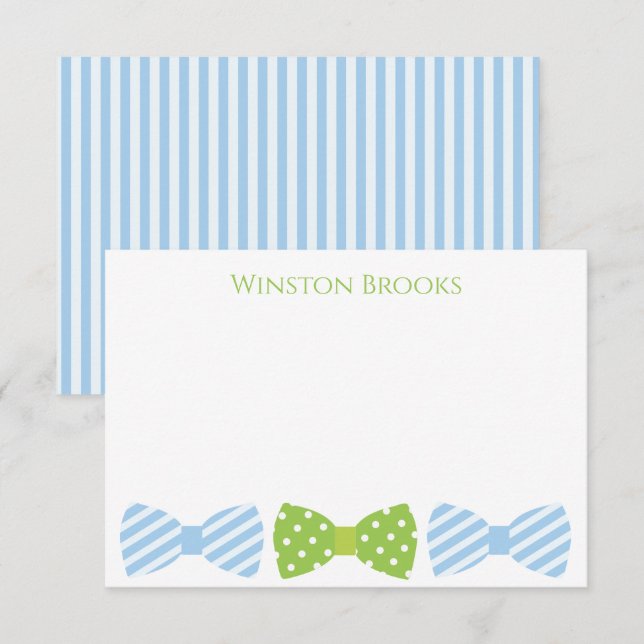 Seersucker Bow Tie Personalised Note Cards (Front/Back)