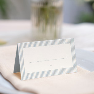Seersucker stripe blue white simple baby shower place card
