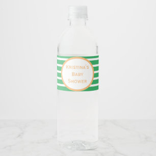 Seersucker Striped Baby Shower Water Bottle Label
