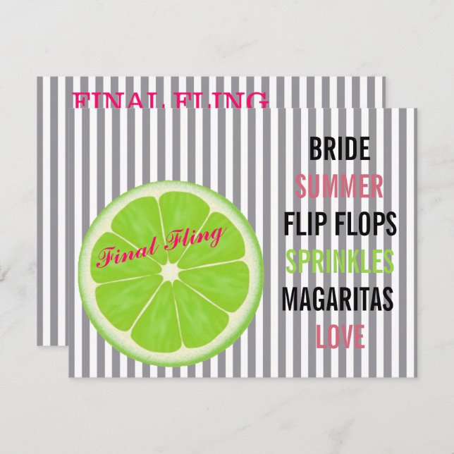 Seersucker Summer Bride Sprinkle Party Invitation (Front/Back)