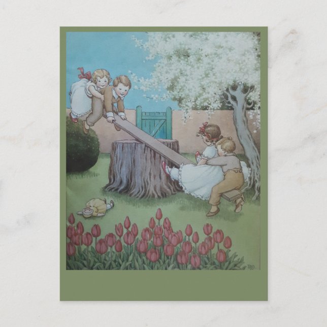 Seesaw Margery Daw nursery rhyme Postcard (Front)