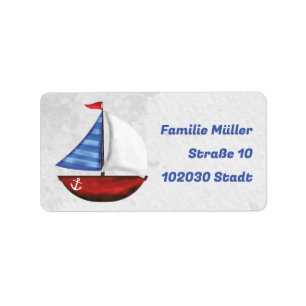 Segelboot rot - handgemalt maritimer label