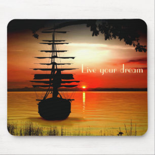 Segelschiff mit Sonnenaufgang Mauspad Mouse Pad