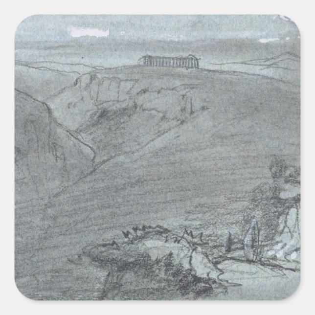 Segesta, from 'Views of Sicily' (chalk & gouache o Square Sticker (Front)