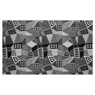 Segmented Abstract 070717 - Black and White Fabric