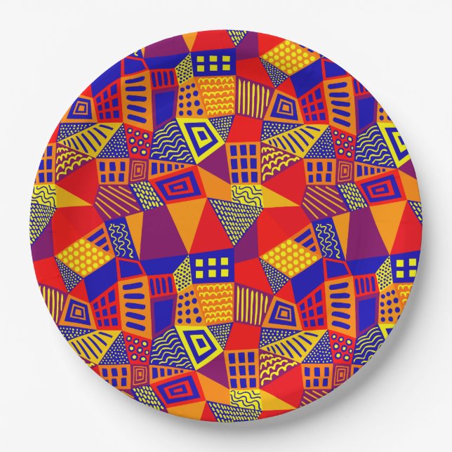 Segmented Abstract 070717 - Colours 01 Paper Plate (Front)