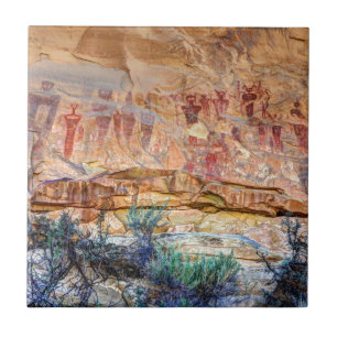 Sego Canyon Indian Pictographs - Utah Ceramic Tile
