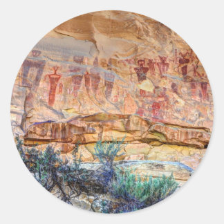Sego Canyon Indian Pictographs - Utah Classic Round Sticker