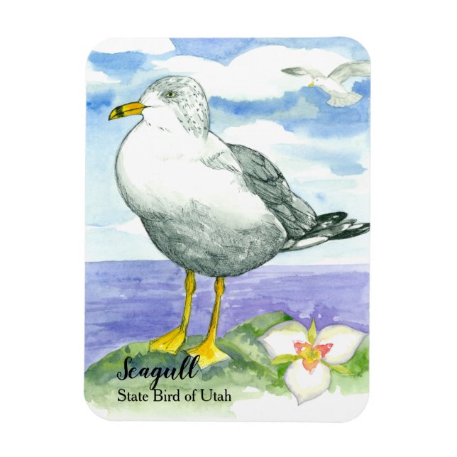 Sego Lily Seagull State Bird of Utah Magnet (Vertical)