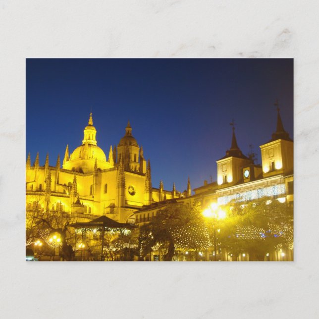Segovia Cathedral at night, Spain Postcard (Front)