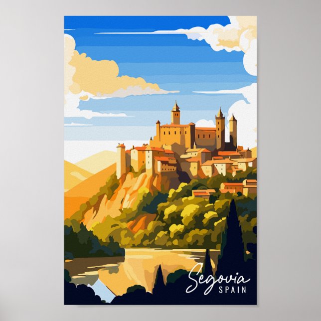 Segovia France vintage travel place illustration Poster (Front)