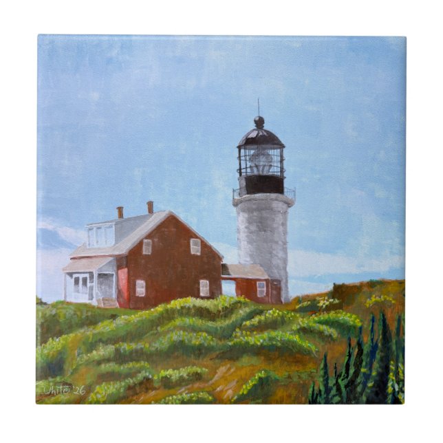 Seguin Island Lighthouse Ceramic Tile (Front)