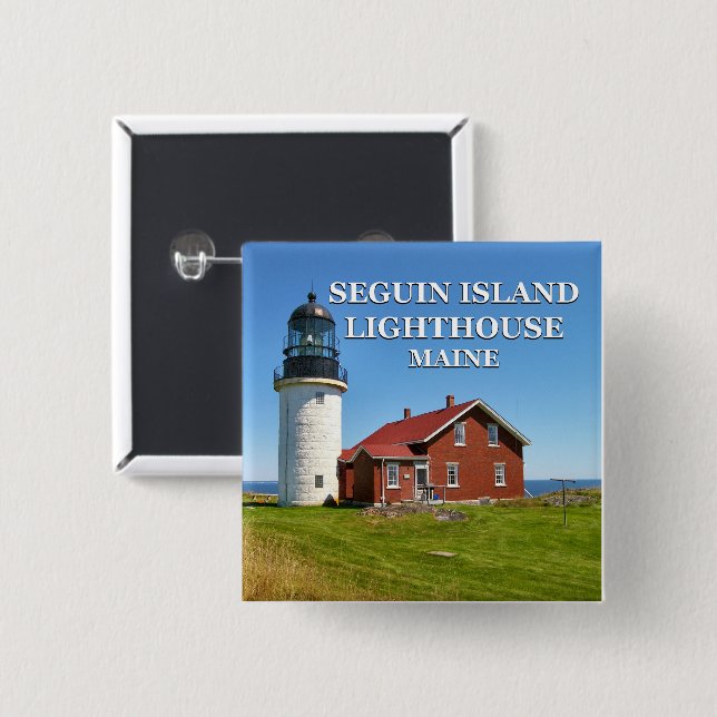 Seguin Island Lighthouse, Maine Button (Front & Back)