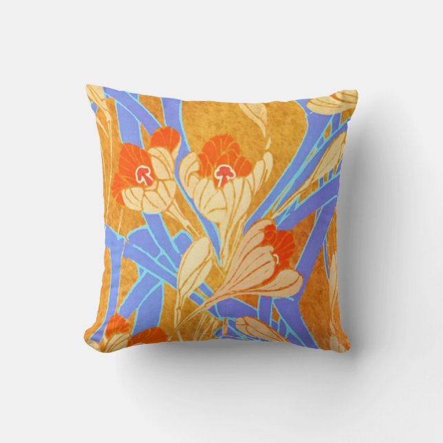 Seguy’s Art Deco Orange Flowers - Pillow (Front)