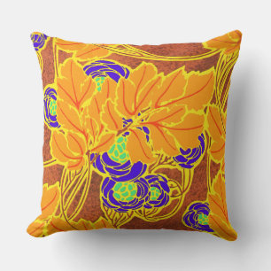 Séguy’s Art Deco Purple and Green Flowered Cushion
