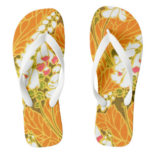 Séguy’s Art Deco White Bell-Shaped Flowers Thongs