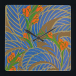 Seguy's Art Deco #9 at Emporio Moffa Square Wall Clock<br><div class="desc">Vintage Art Deco pochoir design by Eugene Alain Seguy.</div>