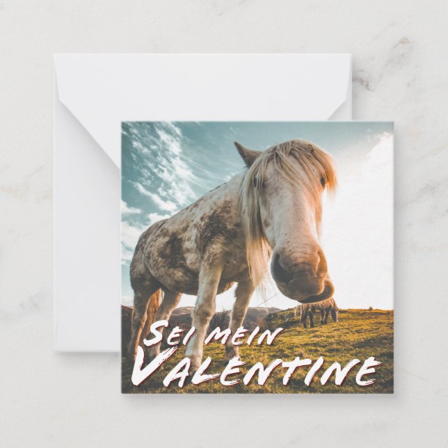 Sei mein Valentin mit schauenden Pferd Card (Front)