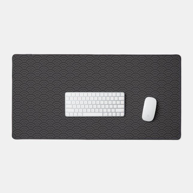Seigaiha Black | Desk Mat (Keyboard & Mouse)