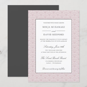 Seigaiha   Dusty Rose Japanese wave Beach wedding Invitation