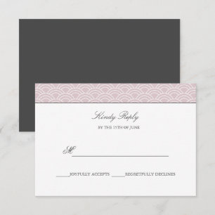 Seigaiha   Dusty Rose Japanese wave wedding rsvp Card