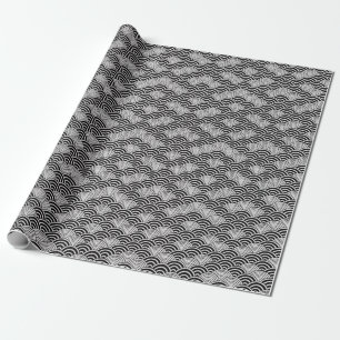 Seigaiha Japanese Wave Black Decorative Pattern Wrapping Paper