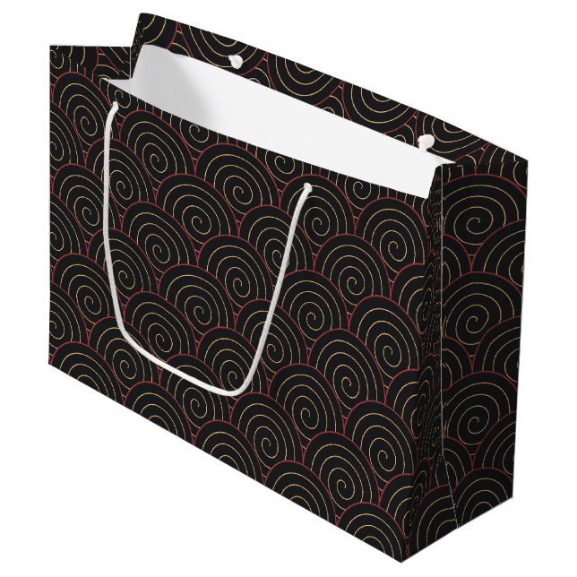 Seigaiha Japanese Wave Large Gift Bag (Front Angled)
