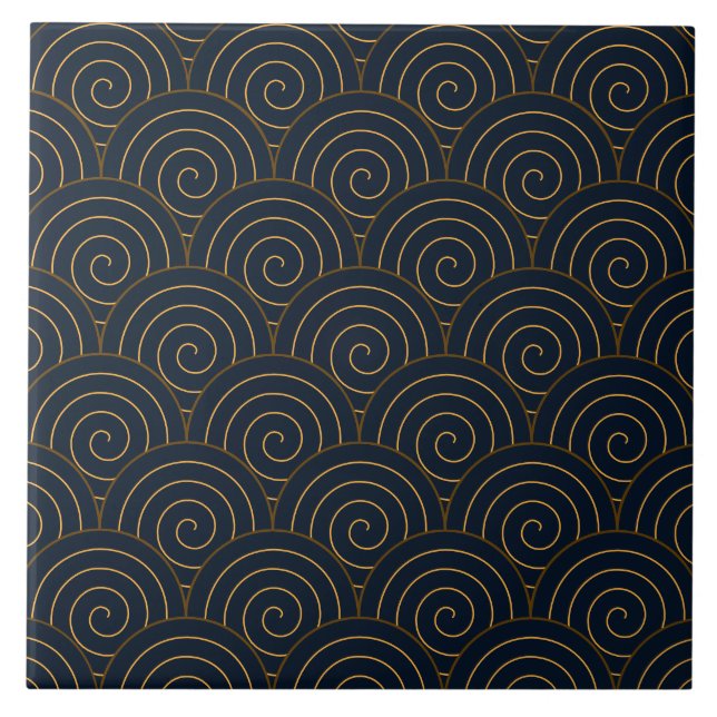 Seigaiha Seamless Pattern  Ceramic Tile (Front)