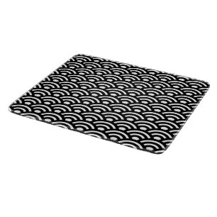 Seigaiha, Waves, Japanese, Black and White Cutting Board