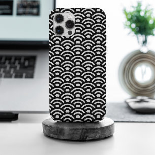 Seigaiha, Waves, Japanese, Black and White iPhone 15 Pro Max Case