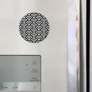 Seigaiha, Waves, Japanese, Black and White Magnet